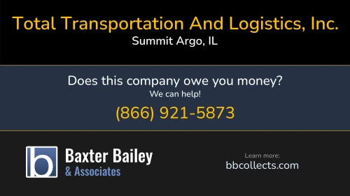 Total Transportation And Logistics, Inc. 5090 W Lawndale Ave Summit Argo, IL DOT:1044771 MC:437434 MC:437434 1 (708) 496-1589