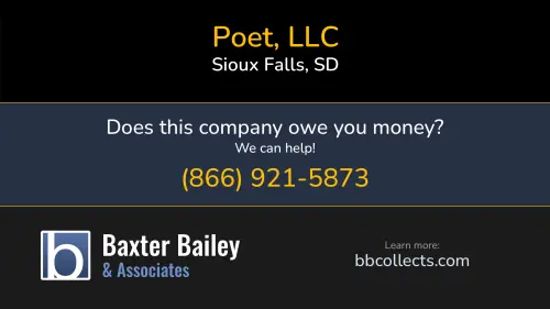 Poet, LLC www.poet.com 4615 N Lewis Ave Sioux Falls, SD 1 (605) 332-2200 1 (888) 327-8799
