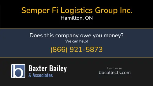 Semper Fi Logistics Group Inc. www.semperfilogisticsgroup.com 51 South Oval Hamilton, ON MC:736935 1 (877) 240-4567 1 (905) 524-0638 1 (905) 818-1155