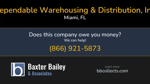 Dependable Warehousing & Distribution, Inc. dwdi.net 2900 NW 75th St Miami, FL DOT:1480912 MC:721239 1 (305) 636-4200 1 (305) 636-4202