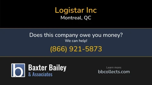 Logistar Inc 4123 Rue Cousens Montreal, QC DOT:1692281 MC:621457 1 (514) 334-3439