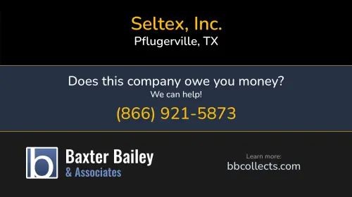 Seltex, Inc. Seltex Brokerage www.seltex.net  Pflugerville, TX DOT:2214790 MC:228264 1 (512) 670-0179