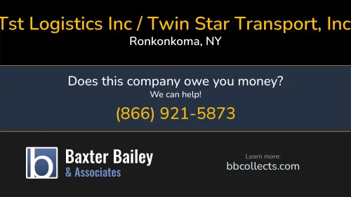 Tst Logistics Inc / Twin Star Transport, Inc. 10 Remington Blvd Ronkonkoma, NY DOT:2230422 MC:452599 MC:258031 1 (631) 471-3330