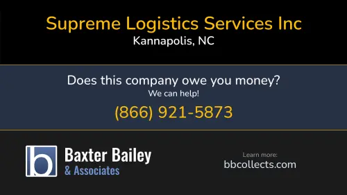 Supreme Logistics Services Inc 2130 Bertha Street Kannapolis, NC DOT:2232040 MC:482527