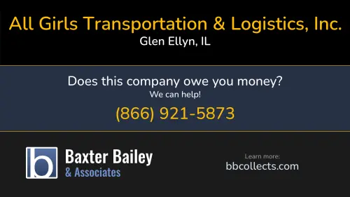 All Girls Transportation & Logistics, Inc. Agt Global Logistics 800 Roosevelt Rd Bldg C Glen Ellyn, IL DOT:2236171 MC:557088 1 (877) 816-5477