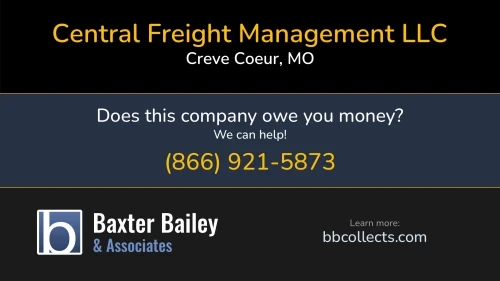 Central Freight Management LLC www.cfmlogistics.com 11500 Olive Blvd Creve Coeur, MO DOT:2239227 MC:603536 1 (314) 378-3971 1 (314) 428-9900