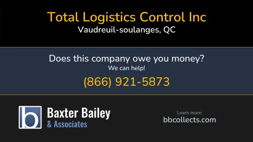 Total Logistics Control Inc totallogistics.com 200  Loyola-Schmidt Vaudreuil-soulanges, QC DOT:2240772 MC:625747 1 (450) 424-1700 1 (514) 426-8521