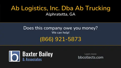Ab Logistics, Inc. Dba Ab Trucking 1110 Powers Place Alphratetta, GA DOT:2242396 MC:648708 MC:726572 1 (678) 537-2073