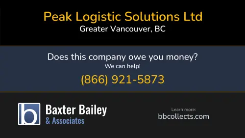 Peak Logistic Solutions Ltd plsfreight.com 7618 149 St Greater Vancouver, BC DOT:2245907 MC:701974 1 (604) 594-9403 1 (604) 614-7058 1 (877) 472-9403