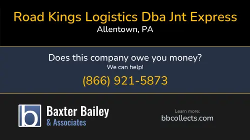 Road Kings Logistics Dba Jnt Express 1685 33rd St Southwest Unit C Allentown, PA DOT:2295426 MC:781867 MC:746410 1 (610) 419-7121 1 (610) 732-8105