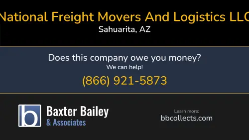 National Freight Movers And Logistics LLC nationalfreightmovers.com 479 W Camino Tunera Sahuarita, AZ DOT:2405619 MC:825728 1 (520) 398-5559 1 (520) 762-4644
