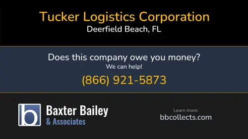 Tucker Logistics Corporation 1287 E Newport Center Dr Deerfield Beach, FL DOT:2414353 MC:829177 1 (561) 325-7903