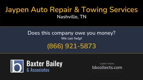 Jaypen Auto Repair & Towing Services 200 Joyner Ave Nashville, TN DOT:2449936 1 (615) 596-2079