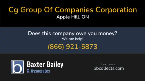 Cg Group Of Companies Corporation 19299 Kenyon Conc 1 Apple Hill, ON DOT:2587536 MC:904674 1 (613) 525-0822