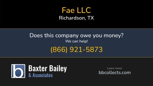 Fae LLC 1206 Apollo Rd Richardson, TX DOT:2900134 MC:365097 1 (414) 628-1003