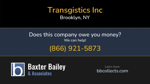 Transgistics Inc 300 Cadman Plz W Brooklyn, NY DOT:2938255 MC:998734 FF:16913 1 (347) 293-0908
