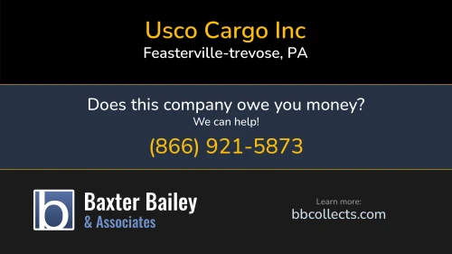 Usco Cargo Inc 148 E Street Rd # 200 Feasterville-trevose, PA DOT:3074296 MC:62981 1 (215) 586-3717 1 (267) 520-0329