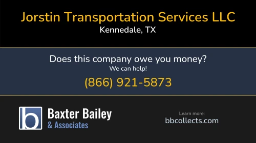 Jorstin Transportation Services LLC 1104 Estates Dr Kennedale, TX DOT:3149031 MC:600327