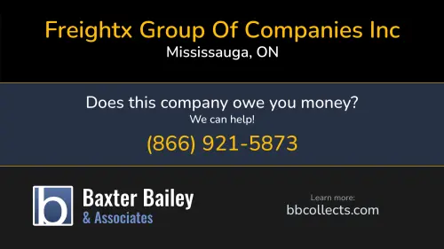 Freightx Group Of Companies Inc 2550 Argentia Rd. Suite 220 Mississauga, ON DOT:3331115 MC:1061556